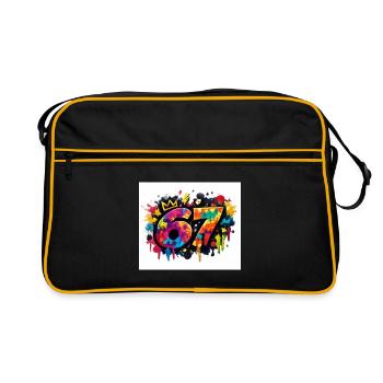 Königliche 67 Farbexplosion - Retro Tasche - Schwarz/Gold - Vorne