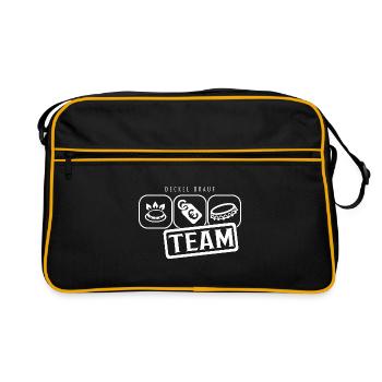 Gaspreis Deckel Team Piktogramm - Retro Tasche - Schwarz/Gold - Vorne
