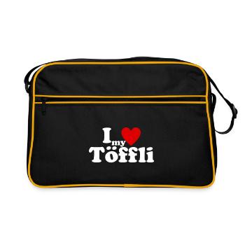 I Love my Töffli - Retro Tasche - Schwarz/Gold - Vorne