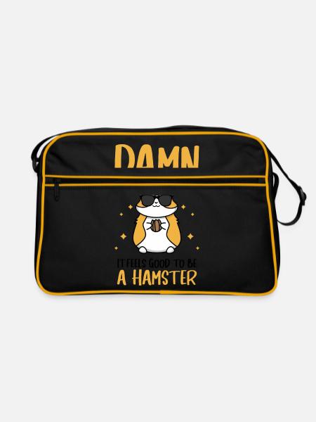 Damn Its Good To Be A Hamster Animal Lover Pet Own - Retro Tasche - Schwarz/Gold - Vorne