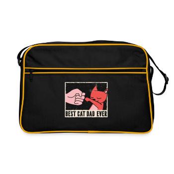 Bester Katzen Papa aller Zeiten bump fists Katze - Retro Tasche - Schwarz/Gold - Vorne