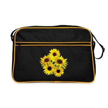 Bouquet de tournesols, tournesol, tournesols - Sac Retro - noir/or - Devant