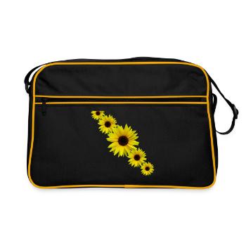 Tournesol, tournesol, fleurs - Sac Retro - noir/or - Devant