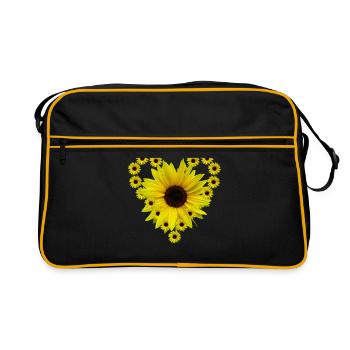 Coeur de tournesol, tournesol, tournesol, coeur - Sac Retro - noir/or - Devant