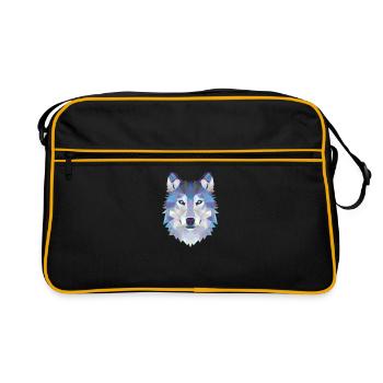 WOLFKOPF MOSAIK KUNST DESIGN WOLF - Retro Tasche - Schwarz/Gold - Vorne