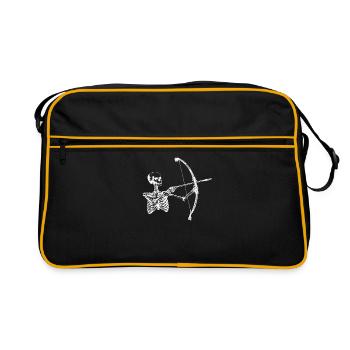 SKELLETON SKULL ARCHER SKELETT BOGENSCHÜTZE 3D - Retro Tasche - Schwarz/Gold - Vorne