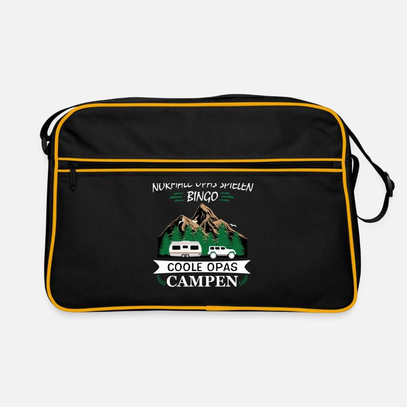 Coole Opas Campen Camping Opa Campingplatz Urlaub - Retro Tasche - Schwarz/Gold