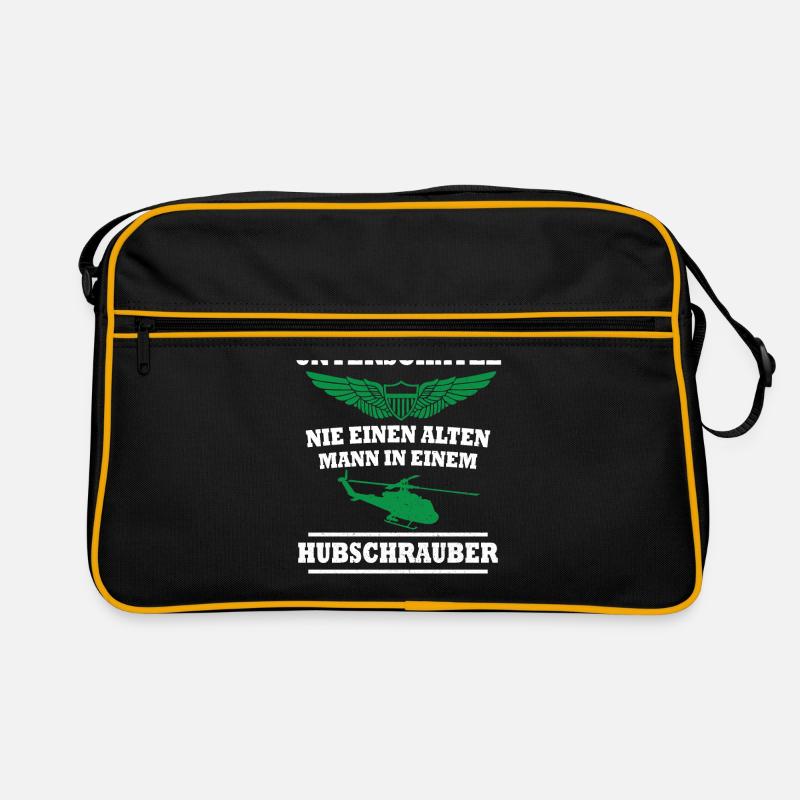 Alter Hubschrauber Pilot Helicopter Pilot - Retro Tasche - Schwarz/Gold