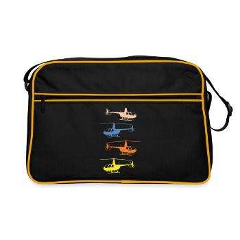 Hélicoptère R44 - Élèves-pilotes d'instructeur de vol pour hélicoptère - Sac Retro - noir/or - Devant