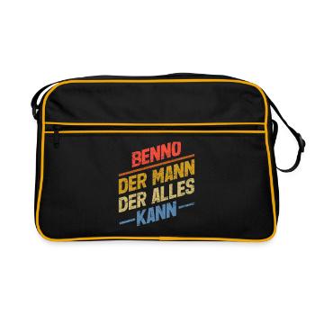 Benno Der Mann Der Alles Kann Vorname Benno - Retro Tasche - Schwarz/Gold - Vorne