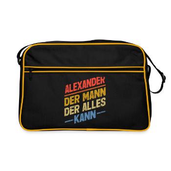 Alexander Der Mann Der Alles Kann Name Alexander - Retro Tasche - Schwarz/Gold - Vorne