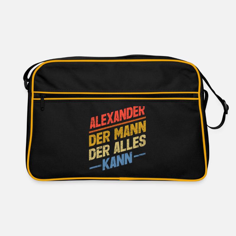 Alexander Der Mann Der Alles Kann Name Alexander - Retro Tasche - Schwarz/Gold