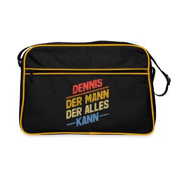 Dennis Der Mann Der Alles Kann Vorname Dennis - Retro Tasche - Schwarz/Gold - Vorne
