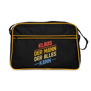 Klaus Der Mann Der Alles Kann Vorname Klaus - Retro Tasche - Schwarz/Gold - Vorne
