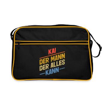 Kai Der Mann Der Alles Kann Vorname Kai - Retro Tasche - Schwarz/Gold - Vorne