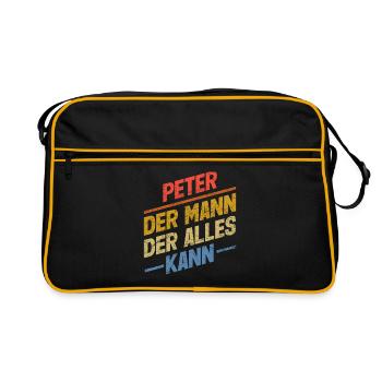 Peter Der Mann Der Alles Kann Vorname Peter - Retro Tasche - Schwarz/Gold - Vorne