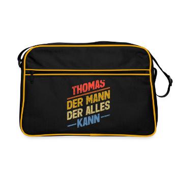 Thomas Der Mann Der Alles Kann Vorname Thomas - Retro Tasche - Schwarz/Gold - Vorne