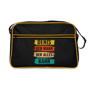 Denis Der Mann Der Alles Kann Vorname Denis - Retro Tasche - Schwarz/Gold - Vorne