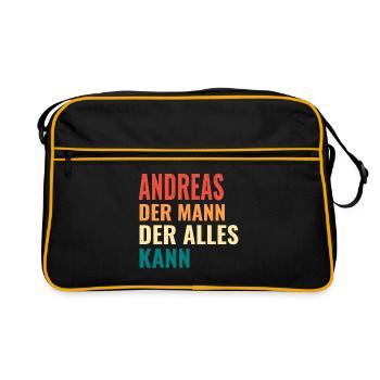 Andreas Der Mann Der Alles Kann Vorname Andreas - Retro Tasche - Schwarz/Gold - Vorne