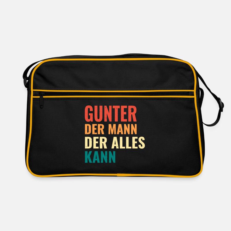 Günter Der Mann Der Alles Kann Vorname Günter - Retro Tasche - Schwarz/Gold