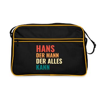 Hans Der Mann Der Alles Kann Vorname Hans - Retro Tasche - Schwarz/Gold - Vorne
