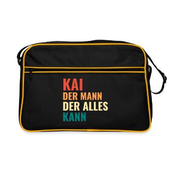 Kai Der Mann Der Alles Kann Vorname Kai - Retro Tasche - Schwarz/Gold - Vorne
