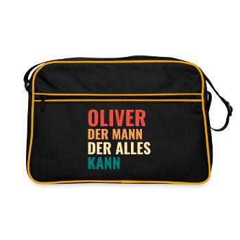 Oliver Der Mann Der Alles Kann Vorname Oliver - Retro Tasche - Schwarz/Gold - Vorne