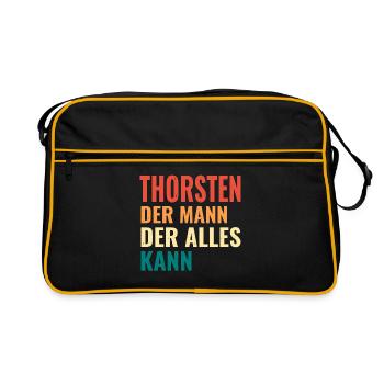 Thorsten Der Mann Der Alles Kann Vorname Thorsten - Retro Tasche - Schwarz/Gold - Vorne