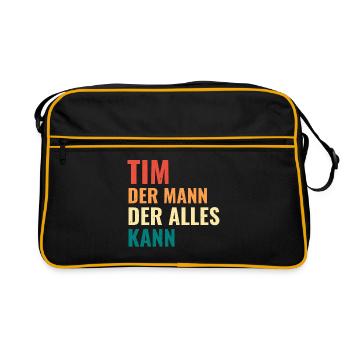 Tim Der Mann Der Alles Kann Vorname Tim - Retro Tasche - Schwarz/Gold - Vorne