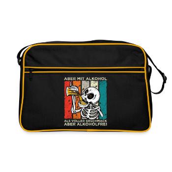 Geschmacklos Alkohol als Alkoholfrei Skelett Bier - Retro Tasche - Schwarz/Gold - Vorne