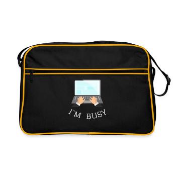 I`M BUSY Gift Idea - Retro Tasche - Schwarz/Gold - Vorne