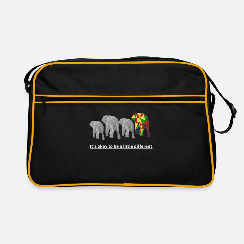 It´s Okay to be a Little different Elephant Gift - Retro Tasche - Schwarz/Gold