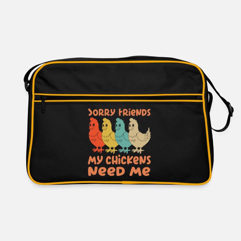 My chickens need me | funny chicken design - Retro Bag - black/gold