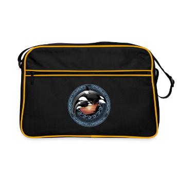 Orca Killerwal - Retro Tasche - Schwarz/Gold - Vorne