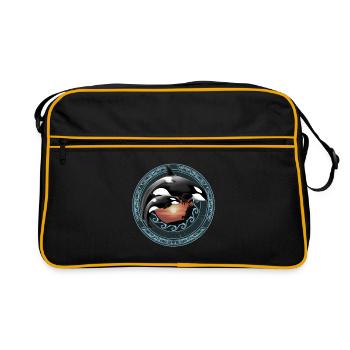 Orca Killerwal - Retro Tasche - Schwarz/Gold - Vorne