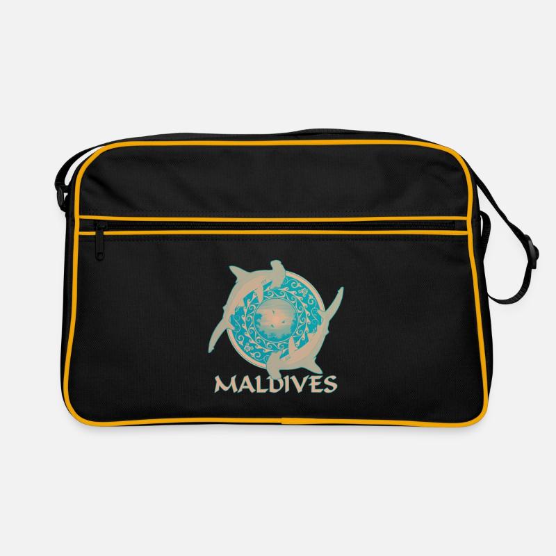 Malediven Hammerhaie - Retro Tasche - Schwarz/Gold