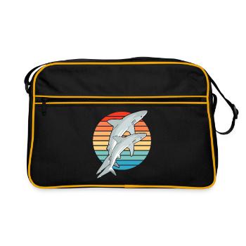 Karibischer Riffhai Haifisch - Retro Tasche - Schwarz/Gold - Vorne