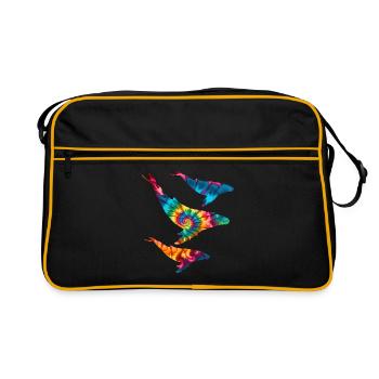 Buckelwale Tie Dye - Retro Tasche - Schwarz/Gold - Vorne