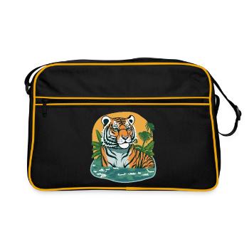 Tiger Print Jungle - Retro Tasche - Schwarz/Gold - Vorne