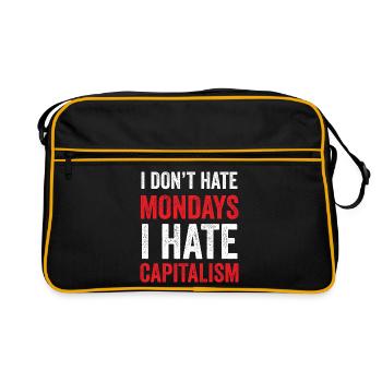 Je ne déteste pas les lundis. Je déteste le capitalisme - Sac Retro - noir/or - Devant