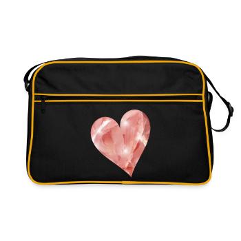 pink rose quartz crystal motif as a heart - Retro Bag - black/gold - Front