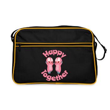 Personnages joyeux avec du cœur - Sac Retro - noir/or - Devant