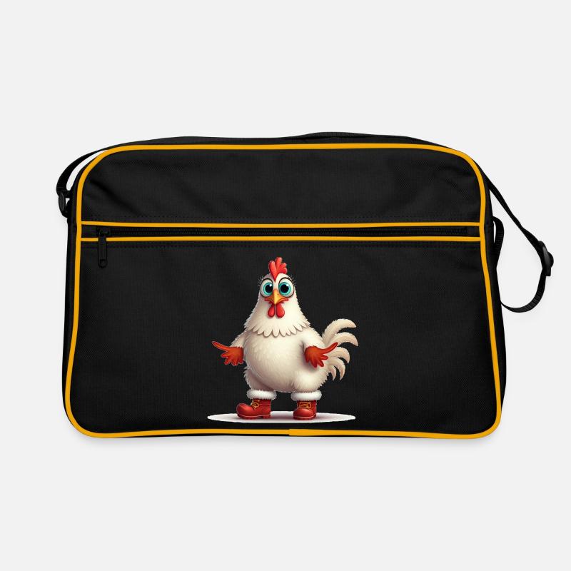 Temperamentvolle Henne mit Stiefeln Retro Tasche