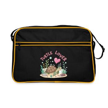 Tortue Amoureuse Floreitée Pastel - Sac Retro - noir/or - Devant