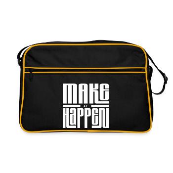 Ausdruck von Freude in linearer Typografie - Retro Tasche - Schwarz/Gold - Vorne