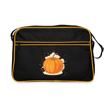 Citrouille Illustration Automne Vintage - Sac Retro - noir/or - Devant