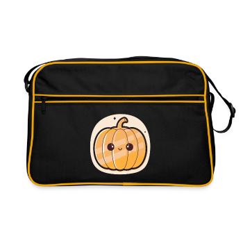 Heller Kawaii-Kürbis - Retro Tasche - Schwarz/Gold - Vorne
