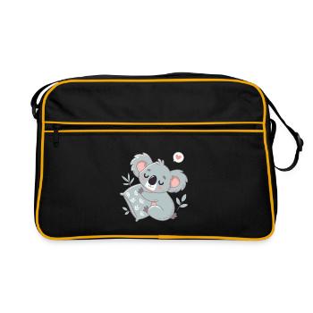 Koala Süßes Lesen und Umarmungen - Retro Tasche - Schwarz/Gold - Vorne