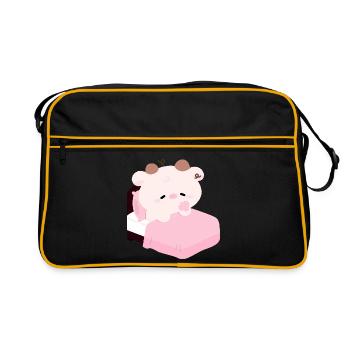 Sleepy Pink Cow Kawaii Bedtime - Retro Bag - black/gold - Front