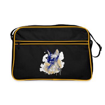 Aquarelle d’art du chat Sphynx - Sac Retro - noir/or - Devant